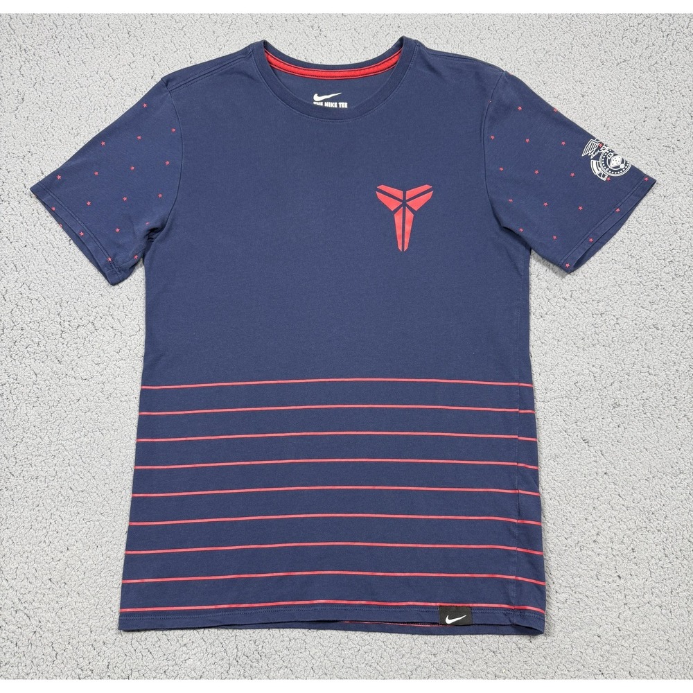 Nike Kobe Bryant USA Shirt Mens Small Blue Dri-FIT Stripe Graphic Tee 779213-410